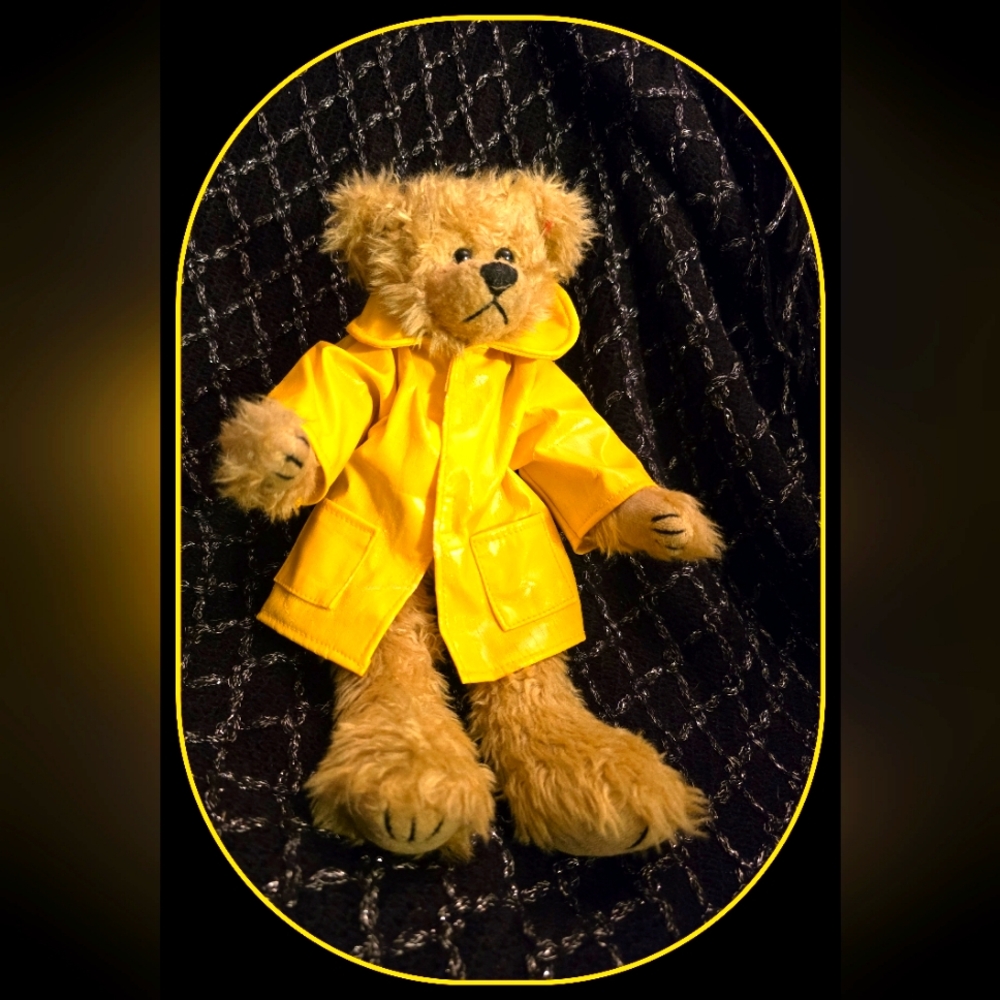 Ty Attic Treasures "Gordon the Bear" in Yellow Rain Gear 14"Fully Jointed 1993